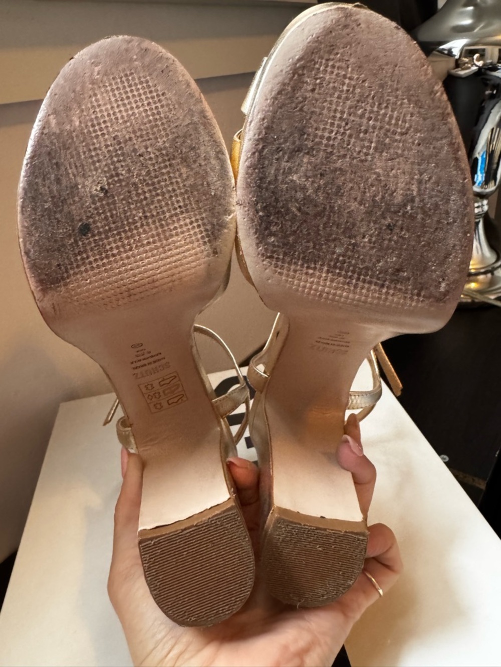 SCHUTZ Gold Metallic Platform Heels - Picture 6 of 6